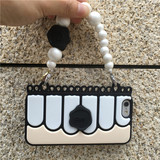 Candies钢琴键iPhone6s手提包手机壳苹果6 plus珍珠链条保护套女
