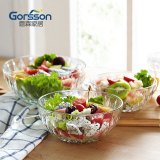 嘉森菱纹4件套玻璃沙拉水果蔬菜甜品加厚创意透明宜家碗套装外贸