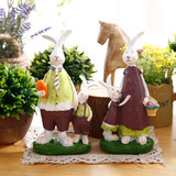 田园可爱兔子家居小摆件创意客厅卧室软装饰品桌面树脂动物工艺品