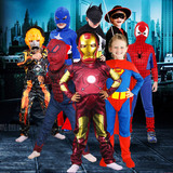 万圣节儿童服装演出表演服超人蜘蛛侠蝙蝠侠美国队长衣服儿童男女