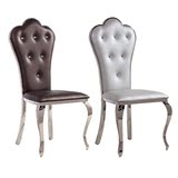 欧式餐椅新古典休闲餐椅靠背皮椅子家用休闲现代简约不锈钢餐桌椅