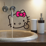 kitty猫鄙视墙贴纸卧室宿舍卫生间餐厅厨房防水瓷砖玻璃装饰贴画