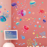 可爱卡通水母墙贴海底世界卧室儿童房床头墙面装饰房间背景墙贴画