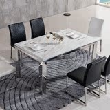 展梵 大理石餐桌4椅组合 简约现代高档不锈钢桌子6人 长方形饭桌