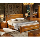 新中式现代简约全实木床1.8米储物高箱床1.5M双人高档纯橡木婚床