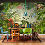 东南亚风格手绘热带雨林芭蕉叶壁纸壁画餐厅客厅电视背景墙纸墙画