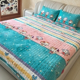 韩国超柔毛绒斜纹棉加厚绗缝被床盖床单垫春秋四季被单被毛毯子