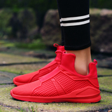 夏季新款韩版潮流男鞋红色运动男士休闲板鞋透气帆布旅游跑步网鞋