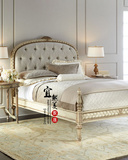 出口外贸实木床美式复古做旧家具欧式卧室婚床新古典橡木床可定制
