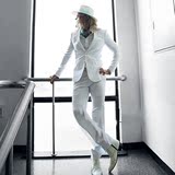 2016夏季白色西装韩版修身男士棉麻小西服青年休闲单排扣有套装