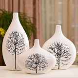 家居饰品现代简约花器陶瓷工艺装饰花插新家摆件三件套花瓶白桦树
