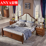美式床乡村全实木床1.8米真皮床家具卧室简约双人床宜家婚床大床
