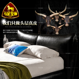 卧室皮床 现代婚床1.8米头层真皮床双人床1.5米软床欧式皮艺床 床
