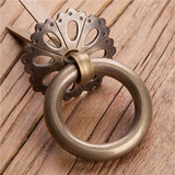 中式仿古纯铜家具柜门圆环半圆简约铜环抽屉中药柜铜拉环拉手把手