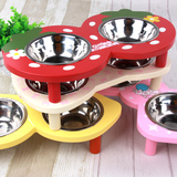 猫狗兔宠物食盆用具小宠餐桌木制桌含双碗