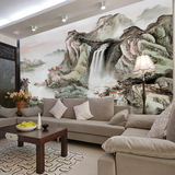 中式壁纸电视背景墙布客厅卧室书房酒店水墨江山水风景壁画墙纸