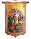 蒙古族特色装饰品挂画皮画 蒙古皮画 内蒙古工艺品旅游纪念品