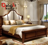 小美式家具 美式实木真皮床欧式双人床1.8米1.5 米进口白蜡实木床