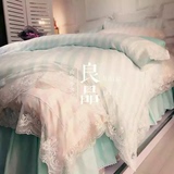 韩版天丝蕾丝全棉四件套公主风花边纯棉床罩床裙式床上用品1.8m
