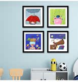 儿童房装饰画卧室有框画单幅创意趣味壁画卡通挂画童趣空间床头画