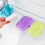 浴室沥水双层肥皂盒创意塑料带盖透明香皂盒手工皂托卫生间放皂架