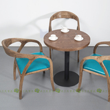 美式loft复古拉丝实木餐椅西餐厅奶茶店甜品店咖啡馆酒吧桌椅组合