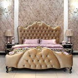 欧式床 1.8米实木床 新古典布艺床 双人床公主床法式床婚床深色床