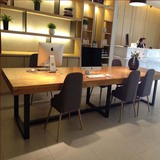 美式loft实木铁艺餐桌家具北欧书桌原木办公桌工作桌会议桌电脑桌
