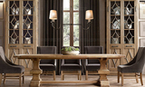 美式乡村实木餐桌椅组合欧式餐台法式全实木复古做旧长方形餐桌