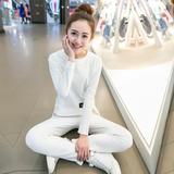 2016春季新款女装韩版潮休闲运动服套装显瘦圆领卫衣长裤子两件套