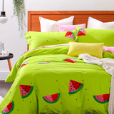 立体毛巾绣纯棉四件套 西瓜夏季个性创意床品床单款1.8米床上用品