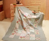 新款韩式纯棉床品田园布艺拼块床盖加厚床单绗缝被单人被可铺可盖