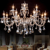 欧式复古客厅餐厅田园蜡烛大厅透明LED卧室美式地中海水晶吊灯具