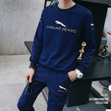 2016秋季韩版时尚印花卫衣休闲套装男青年潮流两件套运动服一套装