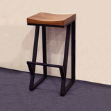 美式复古铁艺实木吧台椅创意休闲酒吧椅高脚椅咖啡椅前台皮方凳子