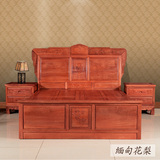 缅甸花梨床 大果紫檀红木床全实木1.8米双人床明清古典红木家具