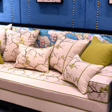 新中式棉麻透气椅垫绿色梅花海绵垫圈椅垫红木家具坐垫沙发垫定制