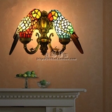 彩色玻璃蒂凡尼复古鹦鹉壁灯卧室床头客厅酒吧咖啡厅会所壁灯