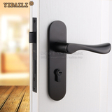 黑色门锁简约现代美式室内房门把手简欧式黑色卧室房门锁分体锁具