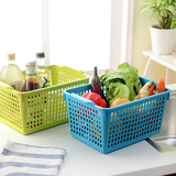 塑料收纳筐厨房浴室桌面整理收纳篮蓝瓜果蔬菜收纳框长方形置物篮