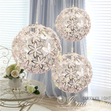现代欧式田园银色花朵水晶球形花个性创意小餐厅吊灯卧室铝丝LED