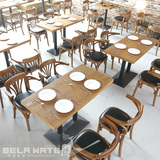 咖啡厅桌椅 奶茶甜品店餐桌椅组合 复古文艺风 星巴克黄桌椅批发