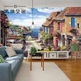 电视墙壁画3d立体客厅沙发背景墙纸美式风景油画壁纸欧式无缝墙布