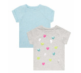 mothercare正品代购童装品牌女童宝宝蓝灰心形图案短袖T恤2件装
