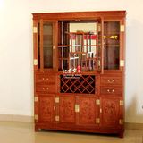 红木实木新中式家具明清非洲黄花梨双层玻璃红酒柜展柜隔厅间厅柜