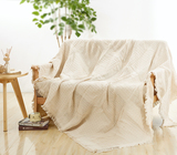 外贸原单 北欧日式简约纯棉纯色素色米白沙发巾沙发毯子 盖毯包邮