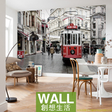 客厅背景墙纸欧式英伦街景3D立体壁画卧室餐厅电视墙个性定做壁纸
