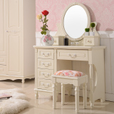 梳妆台卧室现代简约小户型实木家具欧美式烤漆化妆桌田园象牙白色