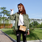 日韩系春装新款军绿色修身短款风衣外套夹克衫休闲女士显瘦外套潮