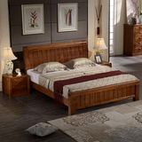现代中式实木床1.8米双人床红橡木床1.5米卧室家具婚床